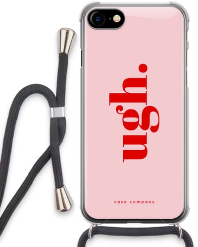 Case Company® - Hoesje met koord geschikt voor iPhone SE 2020 hoesje met Koord - Ugh - Telefoonhoesje met Zwart Koord - Bescherming aan alle Kanten en Over de Schermrand