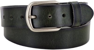 Stoere Leren Heren Riem | Kleur: Khaki | Heren Riem | 4cm breed | Riemmaat: 95 (totale lengte: 110cm) | 100% echt leer | Nikkelvrije gesp