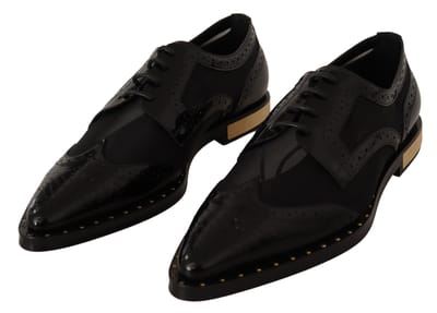 Dolce & Gabbana Dames Zwarte Leren Broques Transparante Wingtip Schoenen