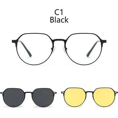 Lunettes 3 en 1 Hommes Clip Magnétique sur Lunettes de Vue Monture Métallique Lunettes de Vue Optiques sur Ordonnance Clips pour Lunettes de Vue SHOW AS PICTURE