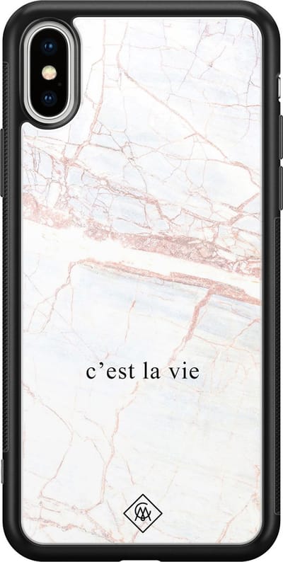 Casimoda® hoesje - Geschikt voor iPhone Xs Max - C'est La Vie - Luxe Hard Case Zwart - Backcover telefoonhoesje - Groen