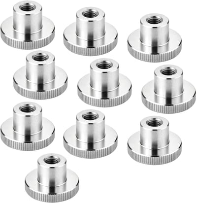 Set van 10 SOTECH kartelmoeren M8, roestvrij staal V2A (SS304), hoge vorm, DIN 466, metrische kartelmoeren met gekartelde zijkanten.