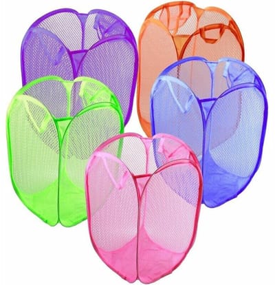 Waszakken Net Pop-up Mesh Opvouwbare - Wasmand Ideaal voor het sorteren van wasgoed - speelgoed, opbergzak, organizer, willekeurige kleur - 5 stuks
