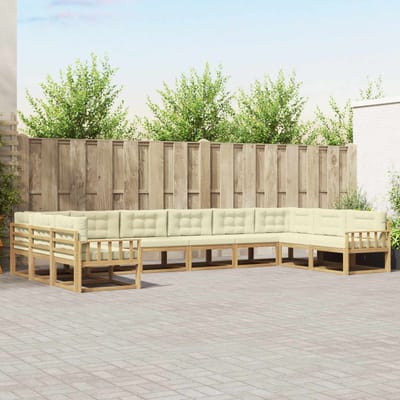 vidaXL - Buiten - bank - set - 10 - st - Wit - en - crèmekleurig