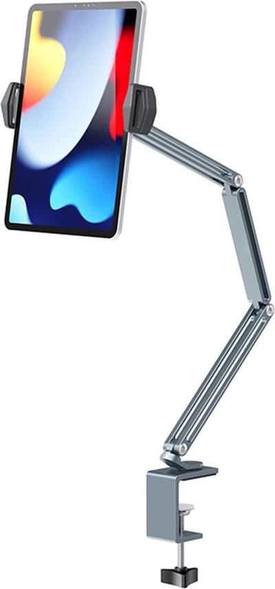 DrPhone UltraFlex TabHolder – Tablethouder – 360° graden rotatie – Sterke Schroefvergrendeling - Grijs