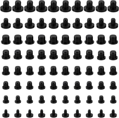 Set van 80 Flexibele Rubber Stoppen in Zwart voor Flessen, Buizen en Meubels - Diverse Maten van 4mm tot 9.5mm, Perfect voor Afsluiten en Beschermen