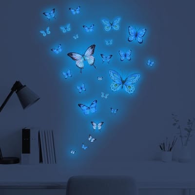 Set van 25 Verlichte Vlinder Muurstickers voor Kinderkamer - Decoratieve Wanddecoratie voor Slaapkamer en Speelruimte