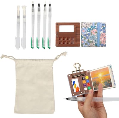 Allecto - Watercolor Set - Draagbare Verfset - Inclusief Penseel en Opbergzak - 6 Kleuren - Creatief Schilderen - Voor Kinderen - Kunstzinnig - Min..