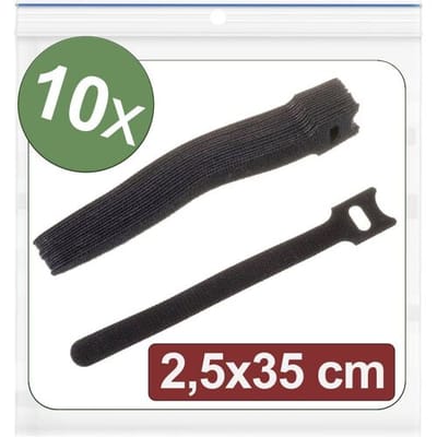 Quadrios 24CA318 Klittenband kabelbinder Om te bundelen Haak- en lusdeel (l x b) 350 mm x 25 mm Zwart 10 stuk(s)