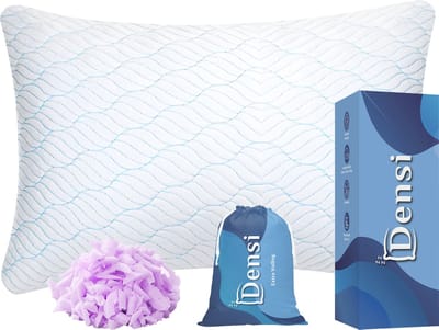 Densi - Hoofdkussen - Memory Foam - Traagschuim kussen - Aanpasbaar hoofdkussen - Ontspannend Lavendel - Vermindert nekklachten - Hervulbaar - Inclusief Extra 150g traagschuim