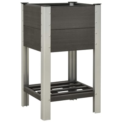 vidaXL - Plantenbak - verhoogd - met - schap - 50x50x90 - cm - HKC - grijs
