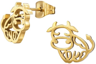 CS Joy - Koe oorbellen - chirurgisch staal - 9.1 x 10.6 mm - ip/pvd goldplated