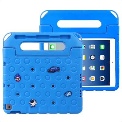 imoshion Tablet Hoes Kinderen- Geschikt voor iPad 9/8/7 10.2 inch (9e generatie 2021 / 8e generatie 2020 / 7e generatie 2019) - Kidsproof Kinder Hoes met dolls - Blauw