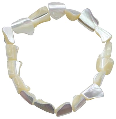 Armband White Shell Small - wit - parelmoer - elastisch armband - luxe sieraden zakje - wit armband - armband dames