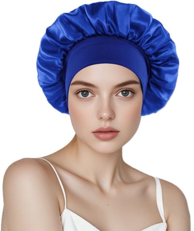 Elastische Satijnen Slaapmuts – Bonnet van Zacht Satijn – Haarnetje voor de Nacht – Anti-Pluis & Anti-Klit – Verstelbare en Comfortabele Bonnet - Marine Blauw
