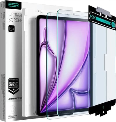 ESR Armorite Screen Protector Geschikt voor Apple iPad Air 13 (2024/2025/2026) - Tempered Glass - met Installatieframe - Militaire Standaard - 2-Pack