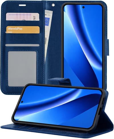 Hoesje - Geschikt voor Google Pixel 10a - Luxe Bookcase - Walletcase Hoes - Portemonnee - Cover - Telefoonhoes - Donkerblauw