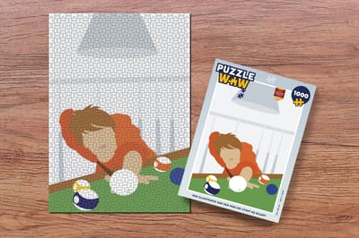 Puzzel Een illustratie van een man die stoot bij biljart - Legpuzzel - Puzzel 1000 stukjes volwassenen