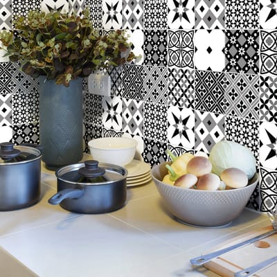 Zelfklevende tegelmuurstickers voor keuken en badkamer - 9 LORALINE Azulejo tegelstickers - 9 stickers van 15x15 cm