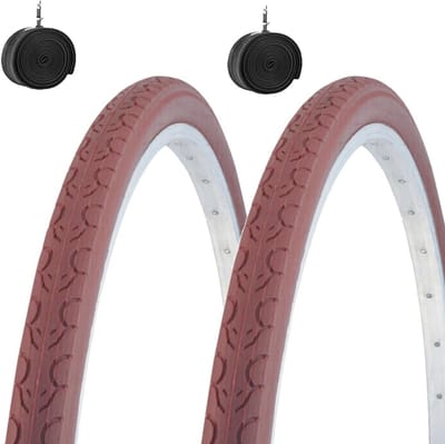 Set van 2 Fietsbanden 700x35C Bruin Klassiek Stadsfiets Trekking