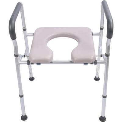 Rehausse-WC avec Poignée Antidérapant Réglable Simple Robuste Rehausseur de Siège de Toilette pour Personnes Âgées