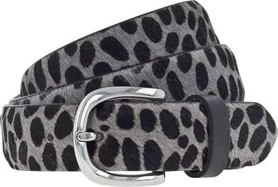 Vanzetti Leren Riem Animal Scouting 30mm Cambered Cow Fur Leather Belt W75 Leo Gray Grijs Veelkleurig