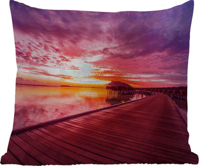 Tuinkussen - Steiger - Water - Zon - Roze - Horizon - 40x40 cm - Weerbestendig