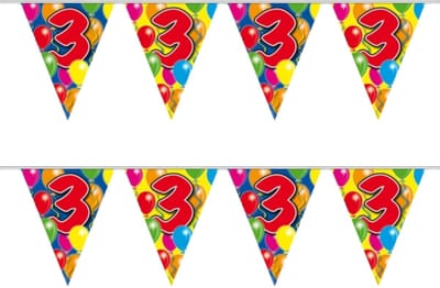 Folat Leeftijd vlaggenlijn - 2x - 3 jaar - 10 meter - verjaardag feest versiering - vlaggetjes