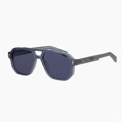 LUCCIO Apex Zonnebril Blauw - Trendy Zonnebril - UV400 Bescherming - Stijlvolle Zonnebril - Dubbele Neusbrug - Blauw