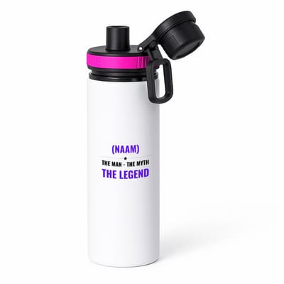 Hacebo® - the man the myth the legend met je eigen naam waterfles met draaidop roze - iemand die een legend is - de man - myth - mythe - legendarisch - verjaardagscadeau - verjaardag - cadeau - kado - geschenk - gift - water fles - 850ML