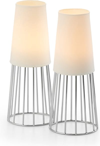 Philippi Lighthouse Theelichthouder - Waxinehouder - Set 2 stuks - Zilver/Mat glas