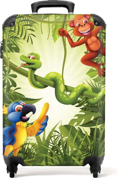 NoBoringSuitcases.com® - Reiskoffer jungle - Handbagage koffer kind jongen - 55x35x25
