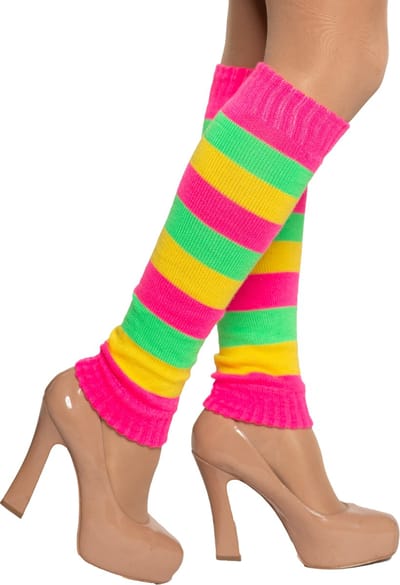 Partychimp Voordeelverpakking 6 pack Beenwarmers voor bij Carnavalskleding Dames Carnaval Accessoires Verkleedkleren Volwassenen - Neon Pink/Geel/Groen- Katoen/Polyamide/Elastaan - One-Size - 6 pack