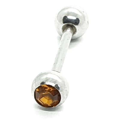 Tong Piercing - Zilver Met Steentjes