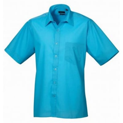 Premier Herenshirt met korte mouwen Popeline (Turquoise)