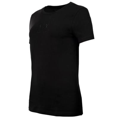 Rhinestone Embellished Round Neck Short Sleeve T-Shirt Wo - Black