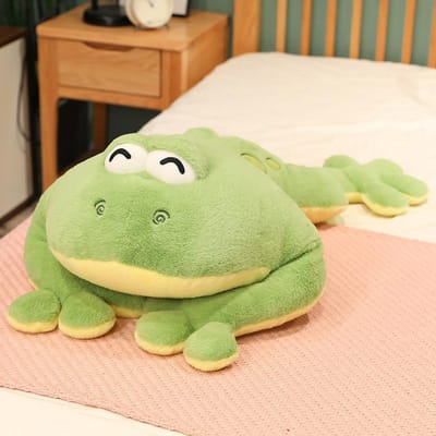 60-130cm Reusachtig Grote Kikker Pluche Speelgoed Gevuld Pluche Grogs Sierkussen Kussen Huisdecoratie Kinder Verjaardagscadeau voor Jongen Grote Ogen about 55-60cm beige