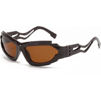 Stijlvolle Fietsen Holle S-vormige Poot Punk Zonnebril INS Sport Fietsbril Y2K Futuristisch Gepersonaliseerde Zonnebril black