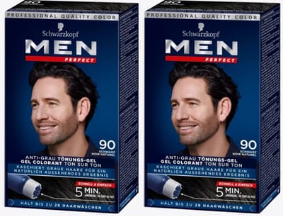 2 stuks Schwarzkopf Men Perfect 90 - Zwart - haarkleuring - gel - haarverf mannen - just for men - grijs dekkend in 10 minuten