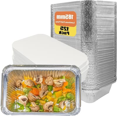 Aluminium wegwerpschalen met deksel 125 stuks - 700 ml - ideaal voor evenementen en catering