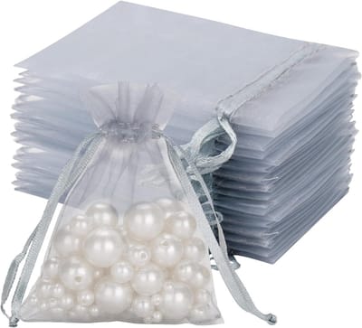 Set van 50 Organza Zakjes 7 x 9 cm voor Sieraden, Trouwen en Cadeaus in Lavendel en Grijs