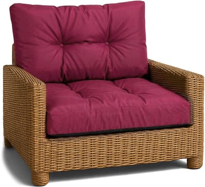 Kussen Lounge Tuinmeubelen - Zitkussen 50x50 cm Rug Rattan Ideaal voor balkon terras loungeset buiten comfort vulling dik duurzaam Bordeaux