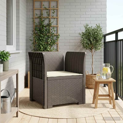 vidaXL - Eén-zits - Fauteuil - met - Kussen - Rieten - Look - PP - Lichtgrijs