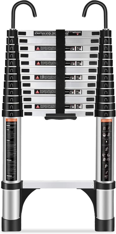 Telescopische ladder - Uitschuifbare ladder - Veilig klussen - Hoge aluminiumlegering - 38 meter - Zilver