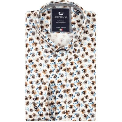 Giordano Overhemd Brando Flower Pattern Soft Brushed Twill Navy / male