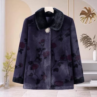 Oma's Winter Dikke Pelsjas Wollen Jas voor Vrouwen van Middelbare en Oudere Leeftijd Nieuwe Stijl Kleding voor Oude Vrouwen 5XL black