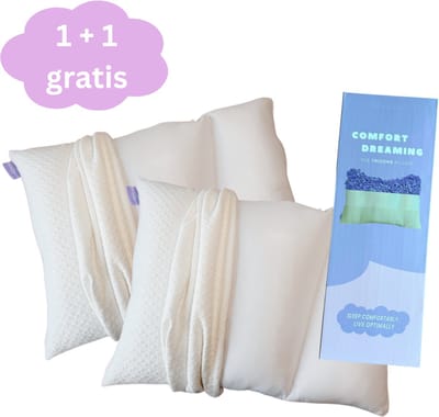 ComfortDreaming Hoofdkussen - 1 +1 Gratis - 35 Nachten Proefslapen - Memory Foam - Afstelbaar Design - Geschikt voor rug-, zij- en buikslapers - Traagschuim - Vermindert Nekklachten
