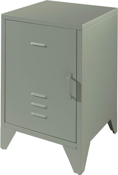 Nachtkastje Jay Groen - Metaal - Breedte 40 cm - Hoogte 60.5 cm - Diepte 40 cm - Met planken - Met openslaande deuren
