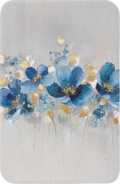 WC mat 40x60 cm - Antislip - Bloemen - Blauw - Abstract - Toiletmat - Vloermat - Douchemat - Toilet tapijt - Toiletmatten