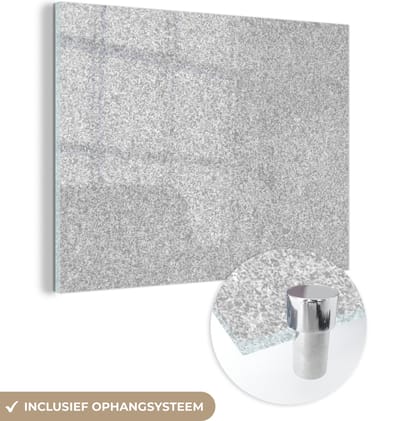 MuchoWow® Glasschilderij 160x120 cm - Schilderij acrylglas - Graniet - Structuur - Grijs - Design - Foto op glas - Schilderijen